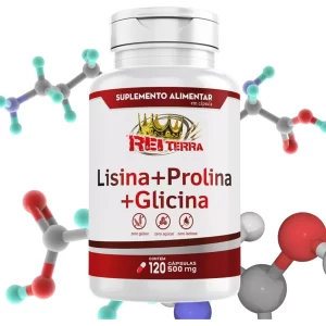 lisina + prolina + glicina 120 capsulas 500mg 3